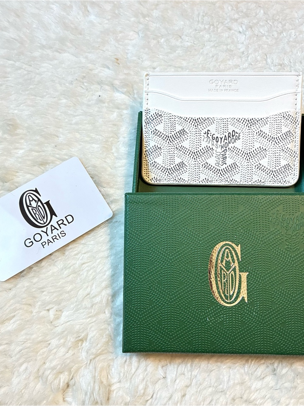 Goyard White Card Holder - Signature Goyardine Canvas
